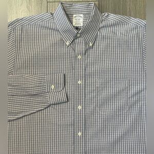 Brooks Brothers Regent Button Down Shirt Men's 16-35 Blue Check Long Sleeves